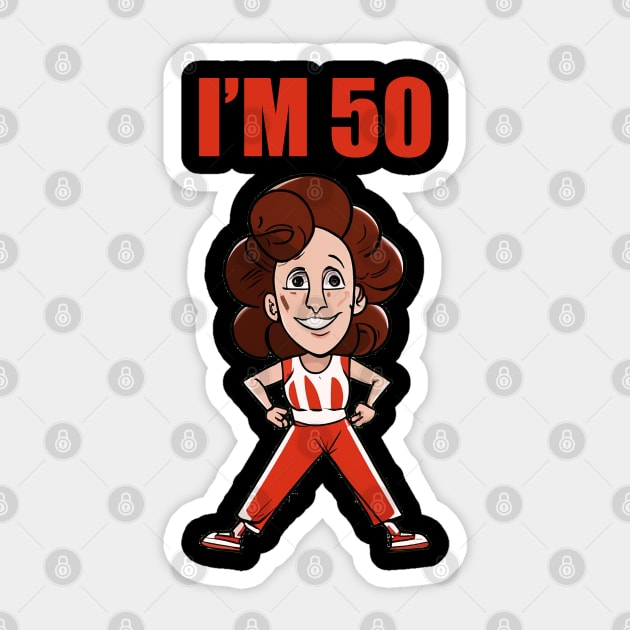 Sally Omalley - I'M 50 Chibi Style Sticker by jorinde winter designs